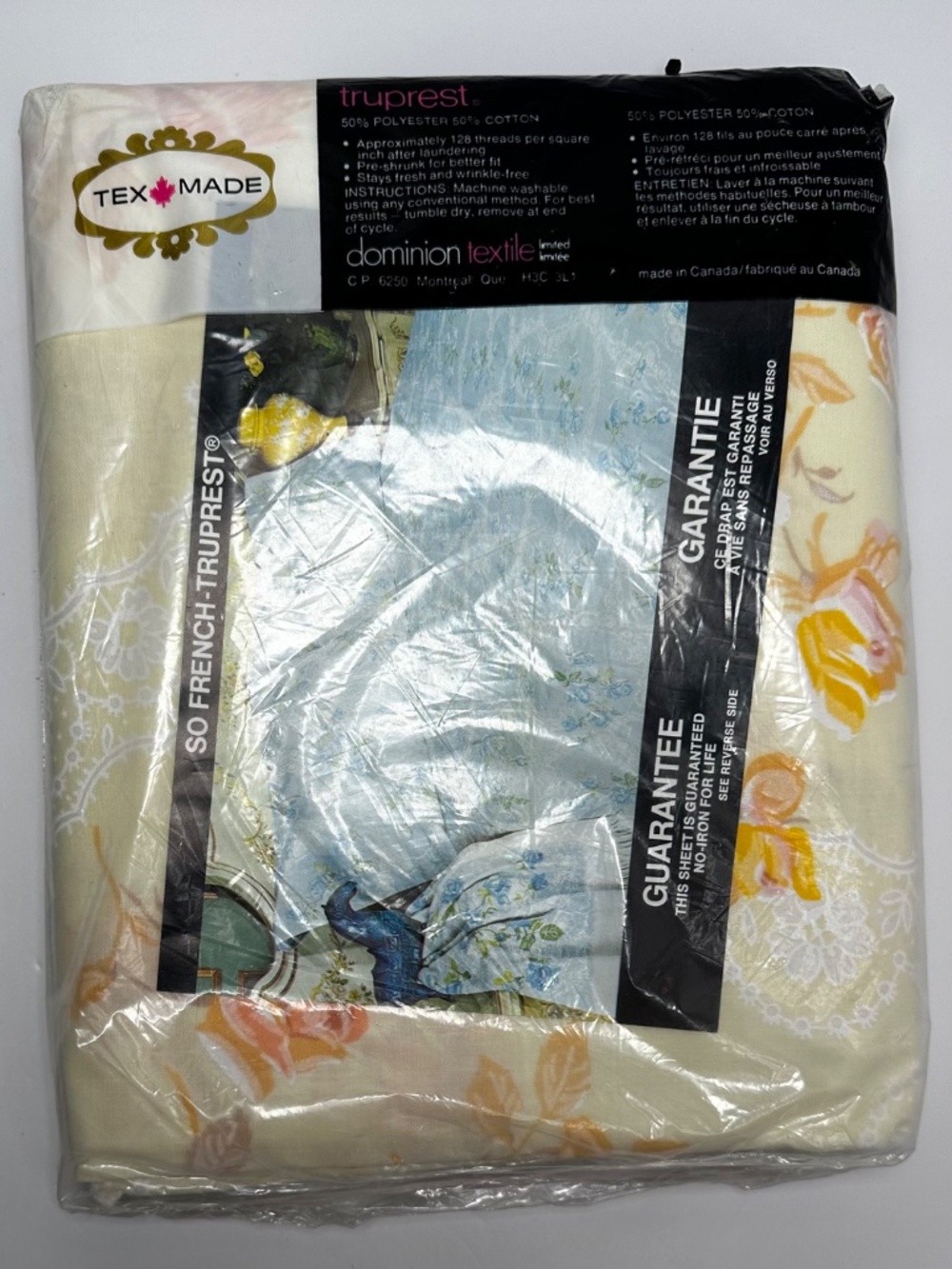 Vintage Tex-Made Truprest Double Fitted Sheet + 2 Pillowcases Floral NOS - Picture 3 of 11